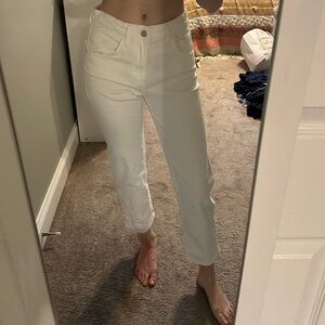 Massimo Dutti Slim Flit Cropped White Jeans